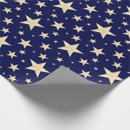 Monder Marine-Blau-u. Imitat-Goldfolien-Starry Geschenkpapier (Ecke)