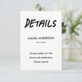 Mondern Black and White Graduation  Begleitkarte (Stehend Vorderseite)