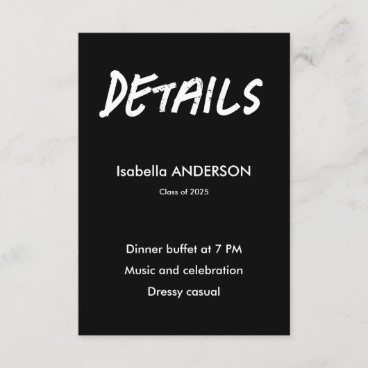 Mondern Black and White Graduation  Begleitkarte (Vorderseite)