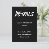 Mondern Black and White Graduation  Begleitkarte (Stehend Vorderseite)