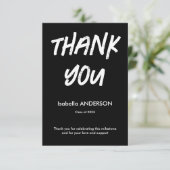 Mondern Black and White Graduation  Dankeskarte (Stehend Vorderseite)