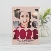 Mondern Simple Abschluss Foto Rose Gold Einladung (Stehend Vorderseite)