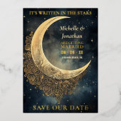 Mondfeierliche Hochzeit und Sterne speichern das D Folieneinladung (Vorderseite)