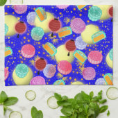 Mondfest Herbst Mondkuchen blau Geschirrtuch (Gefaltet)