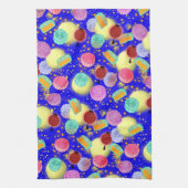 Mondfest Herbst Mondkuchen blau Geschirrtuch (Vertikal)