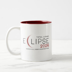 Mondfinsternis 2026 Benutzerdefinierter Standort G Zweifarbige Tasse
