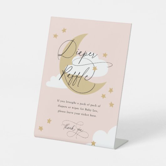 Mondfisch und Sterne Windelfräsen Schild Rosa und (Vorderseite)