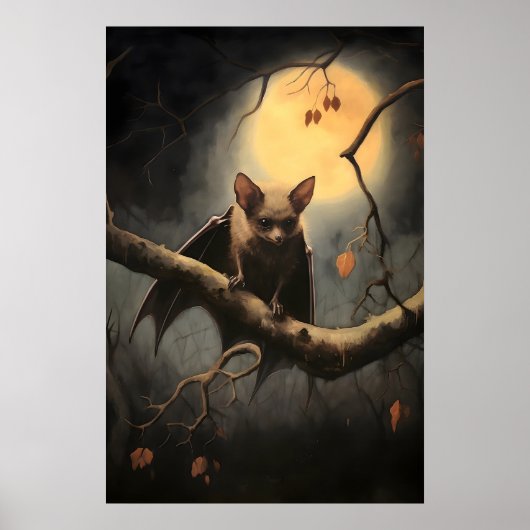 Mondfledermaus-Kunstposter, dunkles Cottagecore Poster (Vorne)
