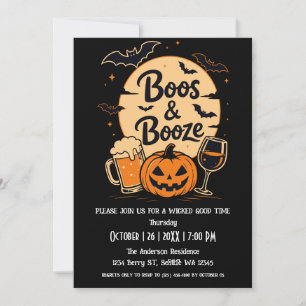 Mondfledermäuse Buh & Alkohol Halloween-Party-Einl Einladung