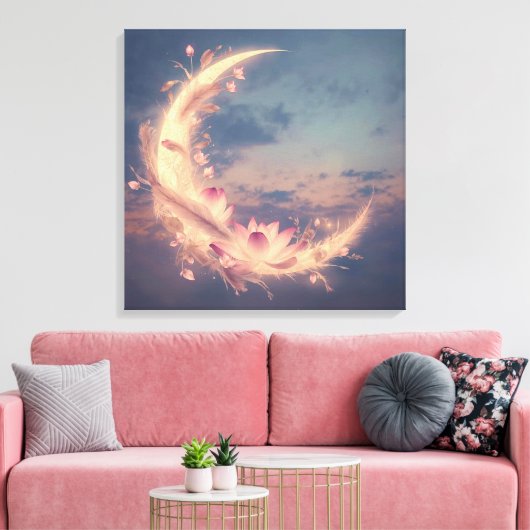 Mondflüstern Mandala Boho-Wandkunst Leinwanddruck (Insitu (Wohnzimmer))