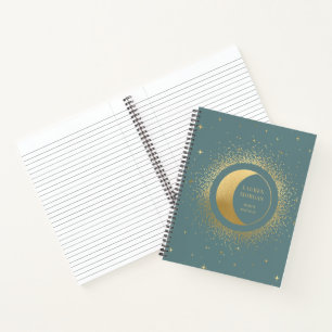 Mondförmiges Gold Mond Personalisiertes Monogramm Notizblock