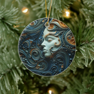 Mondfrau 3D-Kunst Keramik Ornament
