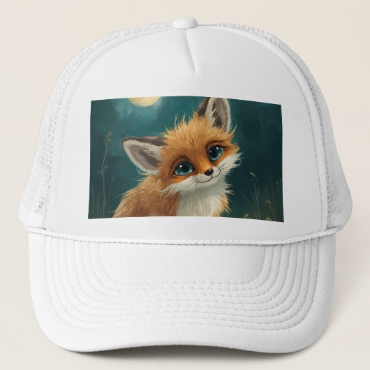 Mondfuchs, nächtlicher Wald Truckerkappe (Vorderseite)
