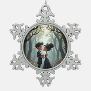 Mondgelübde – Ein süßer gotischer Hochzeitsmoment. Schneeflocken Zinn-Ornament