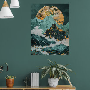Mondgipfel: Fantasy Mountains Under a Mystic Moon Poster