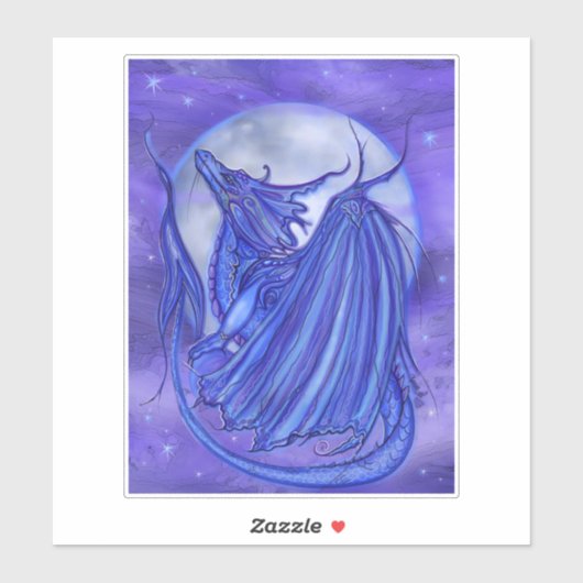 Mondglühdrache mit Mond von Renee Lavoie Aufkleber (Blatt)