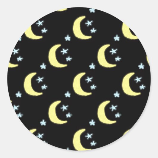 Mondglühen Rundkleber (schwarz & weich gelb) Runder Aufkleber (Vorderseite)