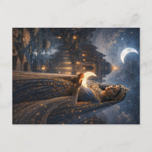 Mondgöttin mit leuchtender Sichel Postkarte