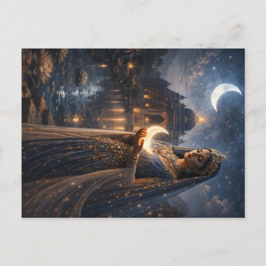 Mondgöttin mit leuchtender Sichel Postkarte (Vorderseite)