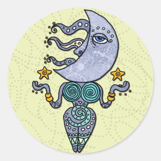 Mondgöttin Runder Aufkleber (Vorderseite)