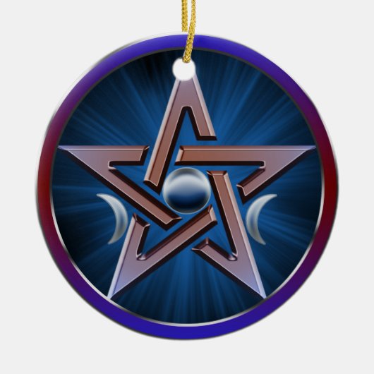 MondgöttinPentagram Keramik Ornament (Vorne)