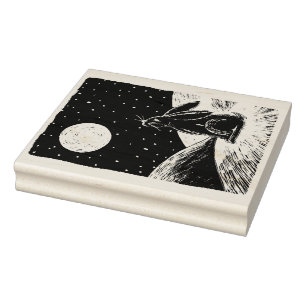 Mondhasen im Schnee Gummistempel