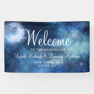 Mondhimmel Vollmond Himmelsstern Hochzeit Willkomm Banner