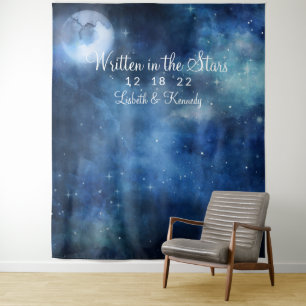 Mondhimmel-Vollmond-Hochzeits-Fotobooth-Hintergrun Wandteppich