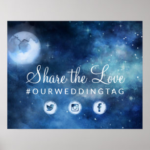 Mondhimmel Vollmond Share the Love Hochzeitsschild Poster