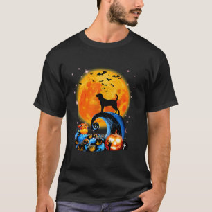 Mondhund und Gelbmond Halloween Funny Hund Liebe T-Shirt
