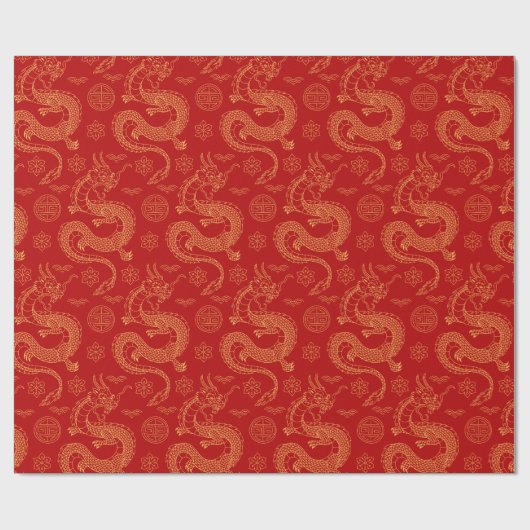 Mondjahr 2024 chinesisches Drachenmuster Geschenkpapier (Flach)