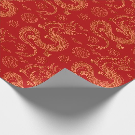 Mondjahr 2024 chinesisches Drachenmuster Geschenkpapier (Ecke)
