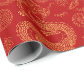 Mondjahr 2024 chinesisches Drachenmuster Geschenkpapier (Rolleneckpunkt)