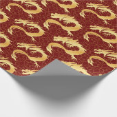 Mondjahr des Drachen Zodiac Grüße 2024 Geschenkpapier (Ecke)