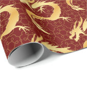 Mondjahr des Drachen Zodiac Grüße 2024 Geschenkpapier (Rolleneckpunkt)