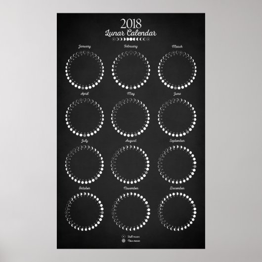 Mondkalender 2018 Schwarz Poster (Vorne)