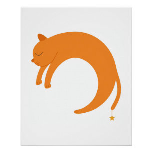 Mondkatze Stretching Stern Poster