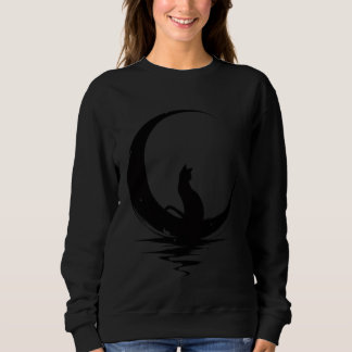 Mondkatze T-Shirt – Hexenhaft Himmlische Schwarze Sweatshirt
