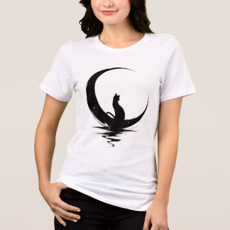 Mondkatze T-Shirt – Hexenhaft Himmlische Schwarze Tri-Blend Shirt