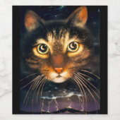 Mondkatze Weinetikett (Einzelnes Label)