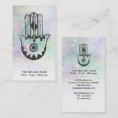 *~* Mondkratzer Hamsa Hand Fatima Rainbow Visitenkarte (Vorne/Hinten)