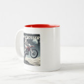 Mondkreuzer - Weltraumfahrer auf einem Mondmotocro Zweifarbige Tasse (Vorderseite Links)