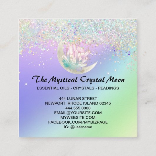 *~* Mondkristalle Floral OMBRE Holo Glitzer Quadratische Visitenkarte (Rückseite)