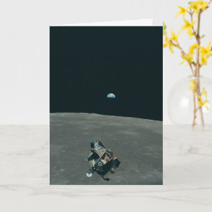 Mondlandefähre Apollo und Earthrise über dem Mond Karte
