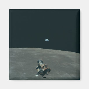 Mondlandefähre Apollo und Earthrise über dem Mond Magnet