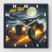 Mondlandkreuzfahrt im frisierte Auto Quadratische Wanduhr (Vorderseite)