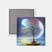 Mondlandschaft-Bonsai Magnet (Vorderseite/Rückseite)