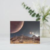 Mondlandschaft mit drei Sonnen Postkarte (Stehend Vorderseite)