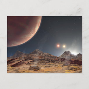 Mondlandschaft mit drei Sonnen Postkarte