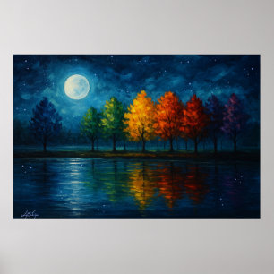 Mondlandschaft mit Farbspektrum Poster